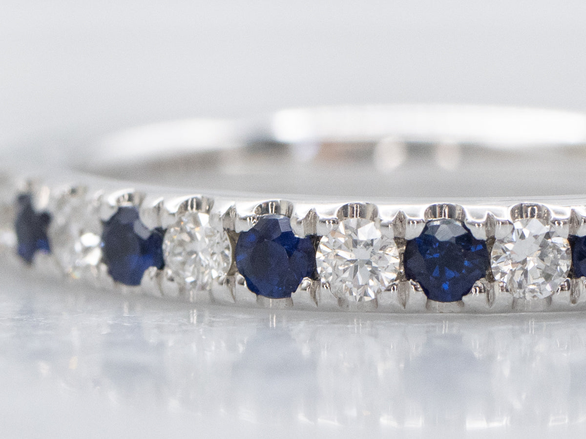 Diamond and Sapphire Modern White Gold Band