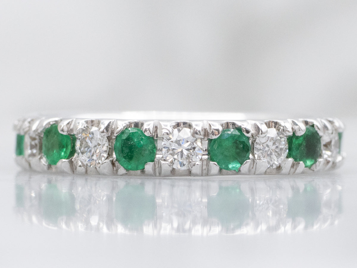 Brilliant Diamond and Emerald Modern Eternity Band