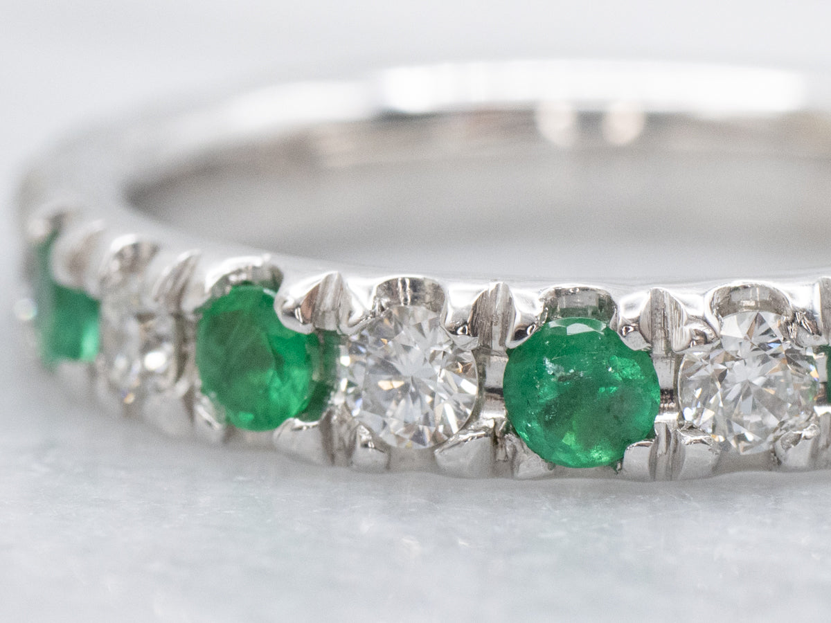 Brilliant Diamond and Emerald Modern Eternity Band