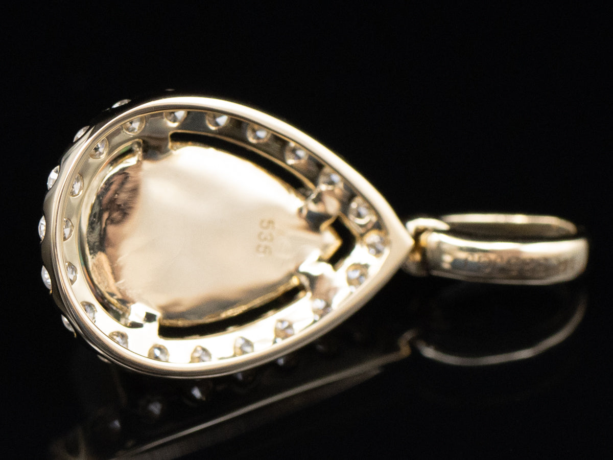 Modern Australian Opal and Diamond Halo Teardrop Pendant