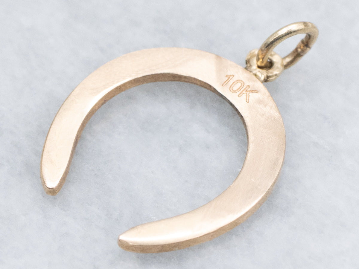 Antique Seed Pearl Yellow Gold Horseshoe Pendant