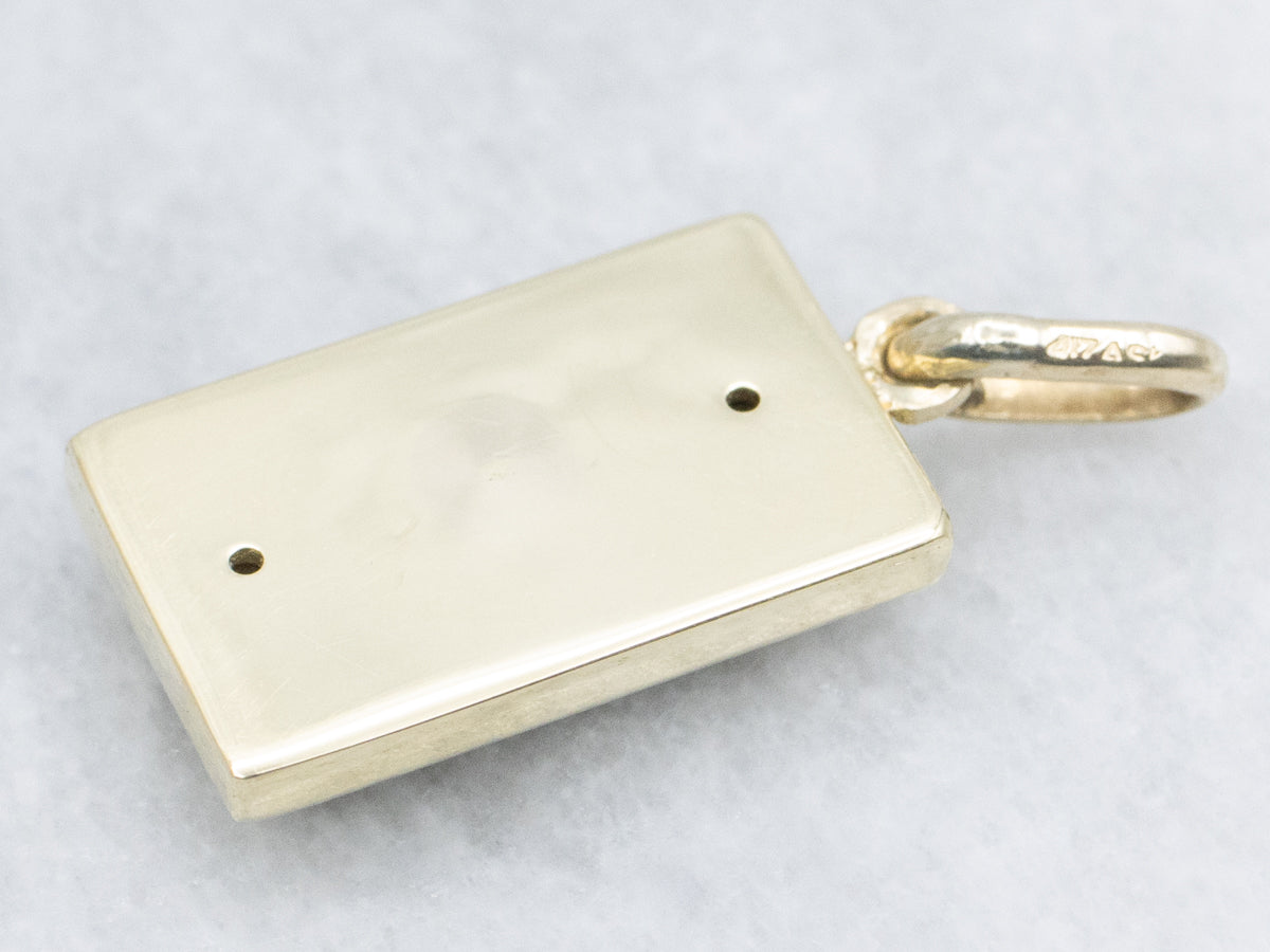 Lapis Inlay Gold Rectangular Bar Pendant