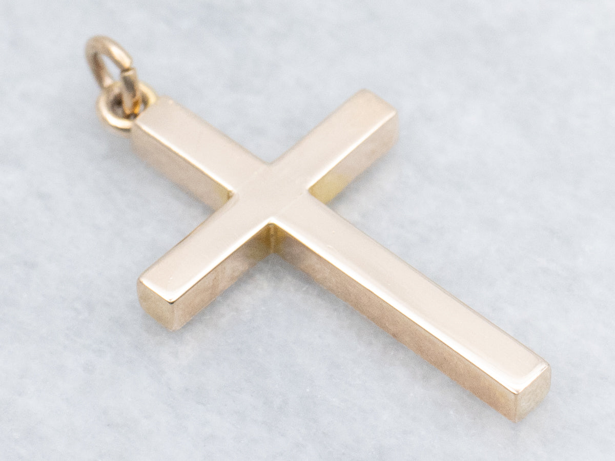 Simple Yellow Gold Cross Pendant