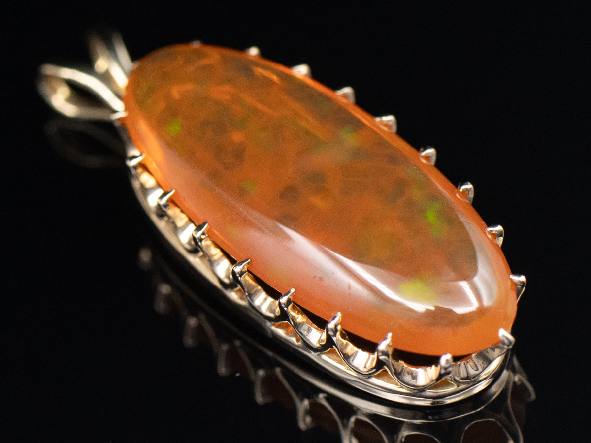 Mexican Fire Opal Yellow Gold Pendant