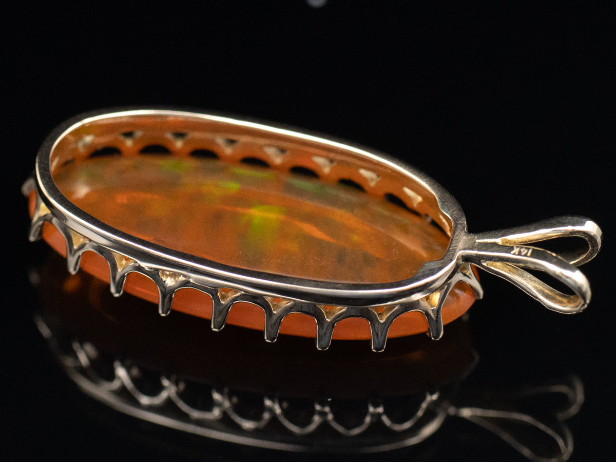 Mexican Fire Opal Yellow Gold Pendant
