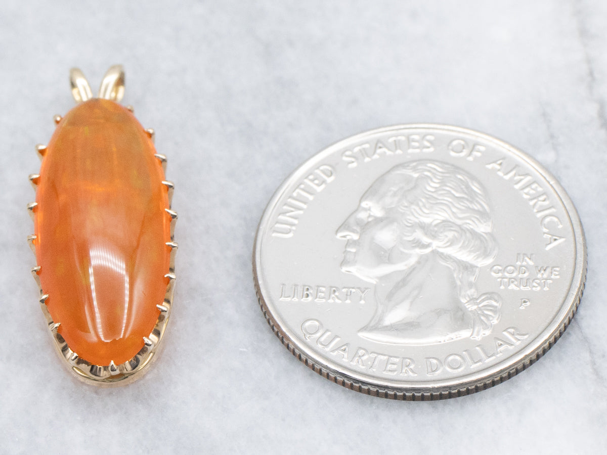 Mexican Fire Opal Yellow Gold Pendant
