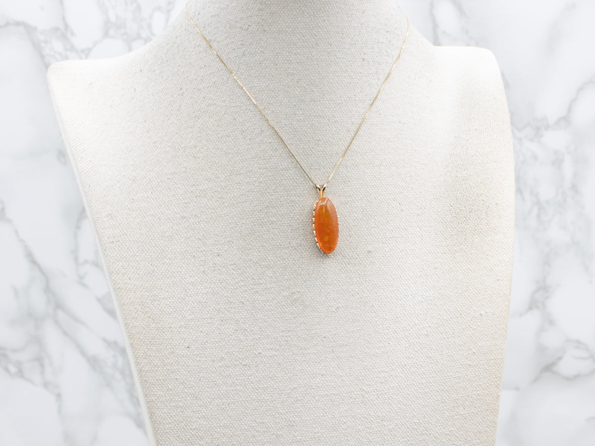 Mexican Fire Opal Yellow Gold Pendant