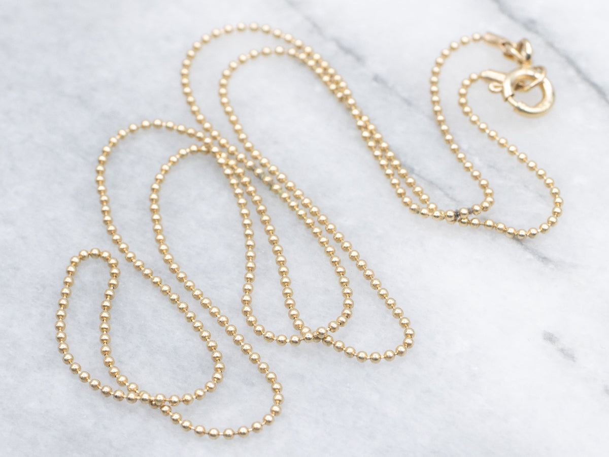 Yellow Gold Beaded-Ball Chain