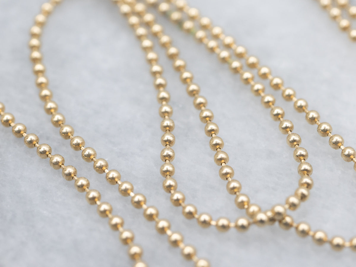 Yellow Gold Beaded-Ball Chain