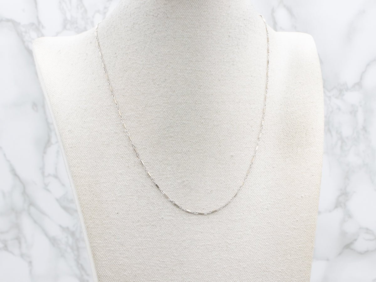 Vintage White Gold Cable and Bar Link Chain