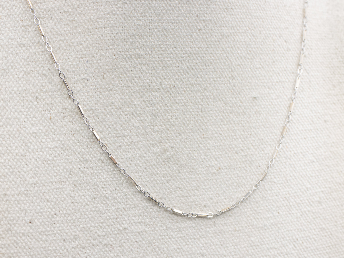 Vintage White Gold Cable and Bar Link Chain