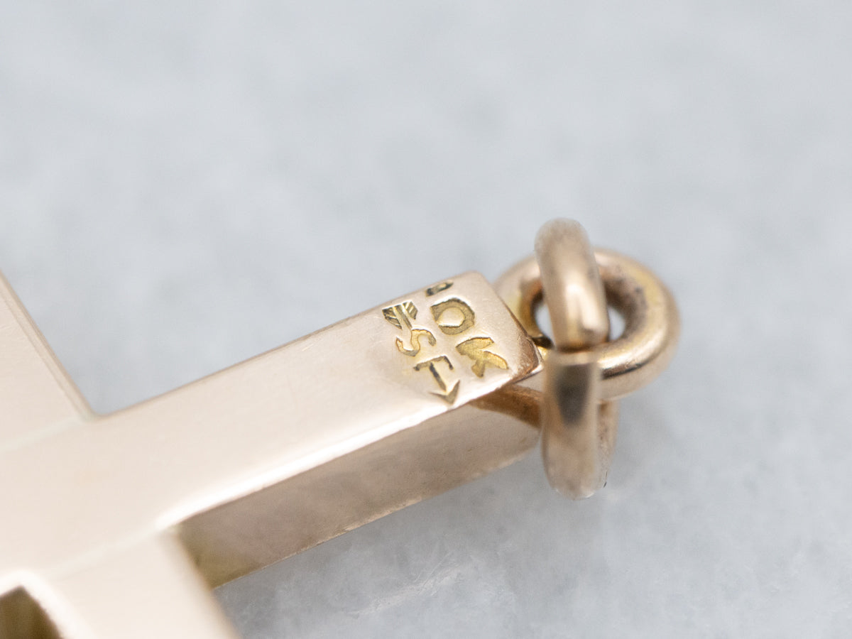 Simple Yellow Gold Cross Pendant
