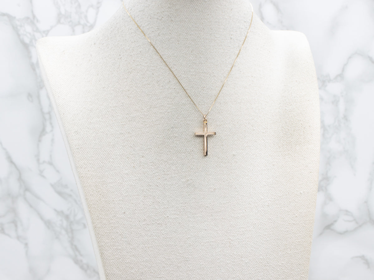 Simple Yellow Gold Cross Pendant