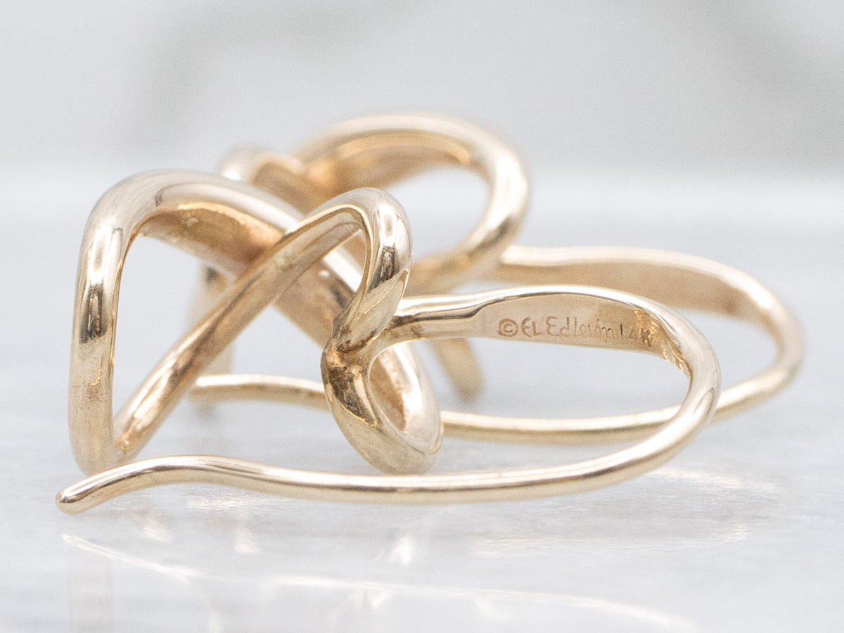 Ed Levine Secret Heart Yellow Gold Drop Earrings