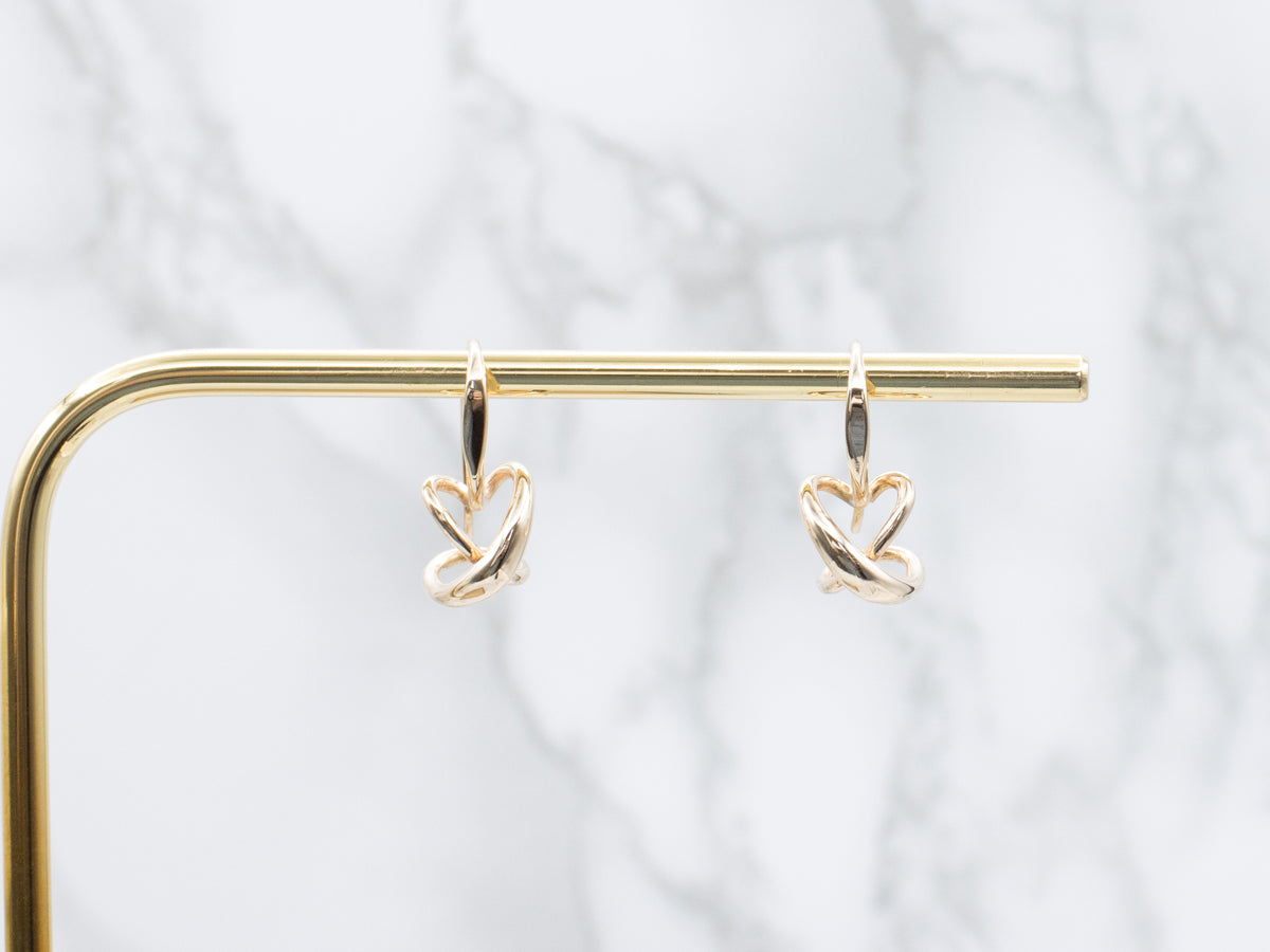 Ed Levine Secret Heart Yellow Gold Drop Earrings