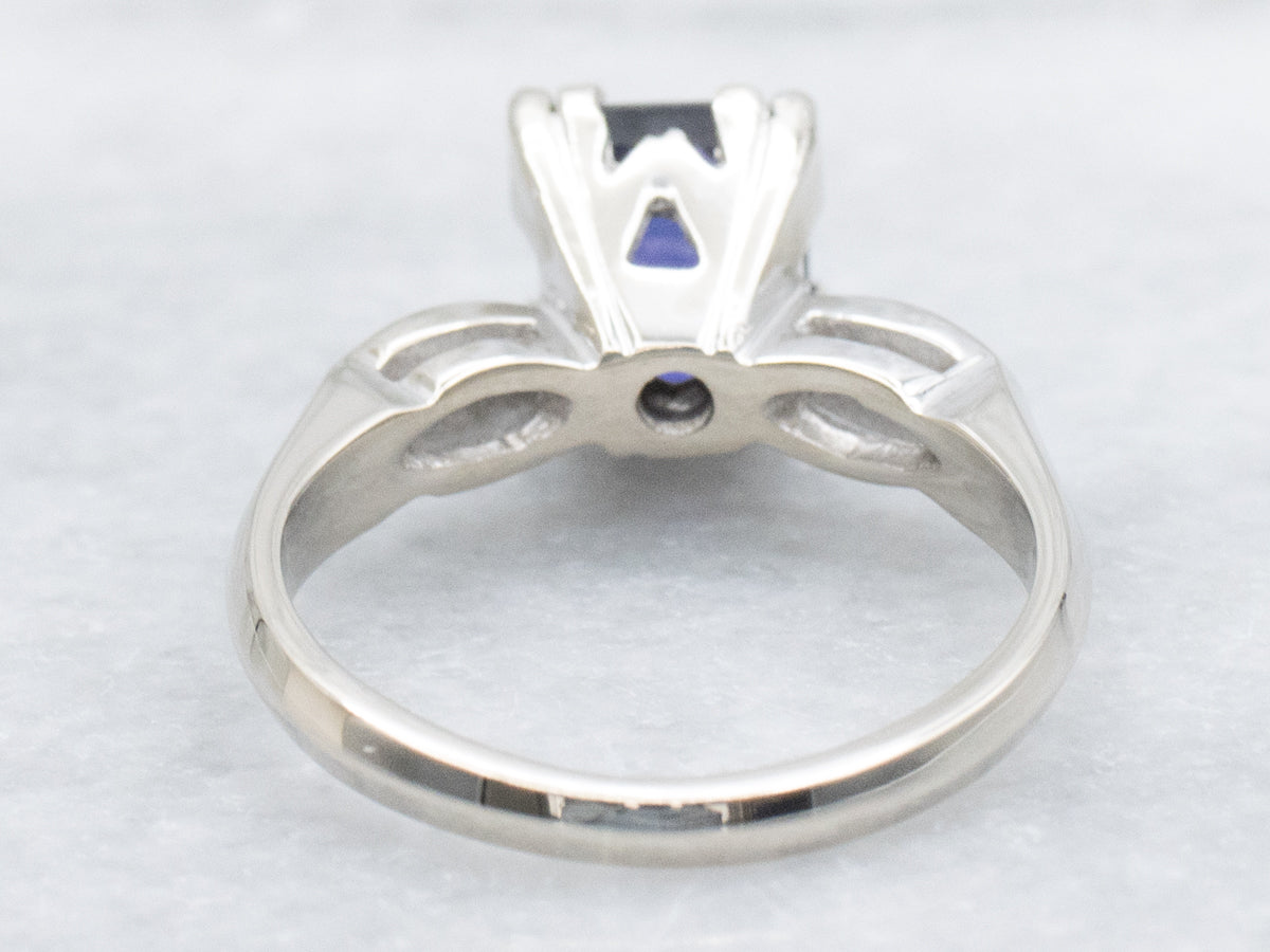 Purple Sapphire and Diamond Retro Era Engagement Ring