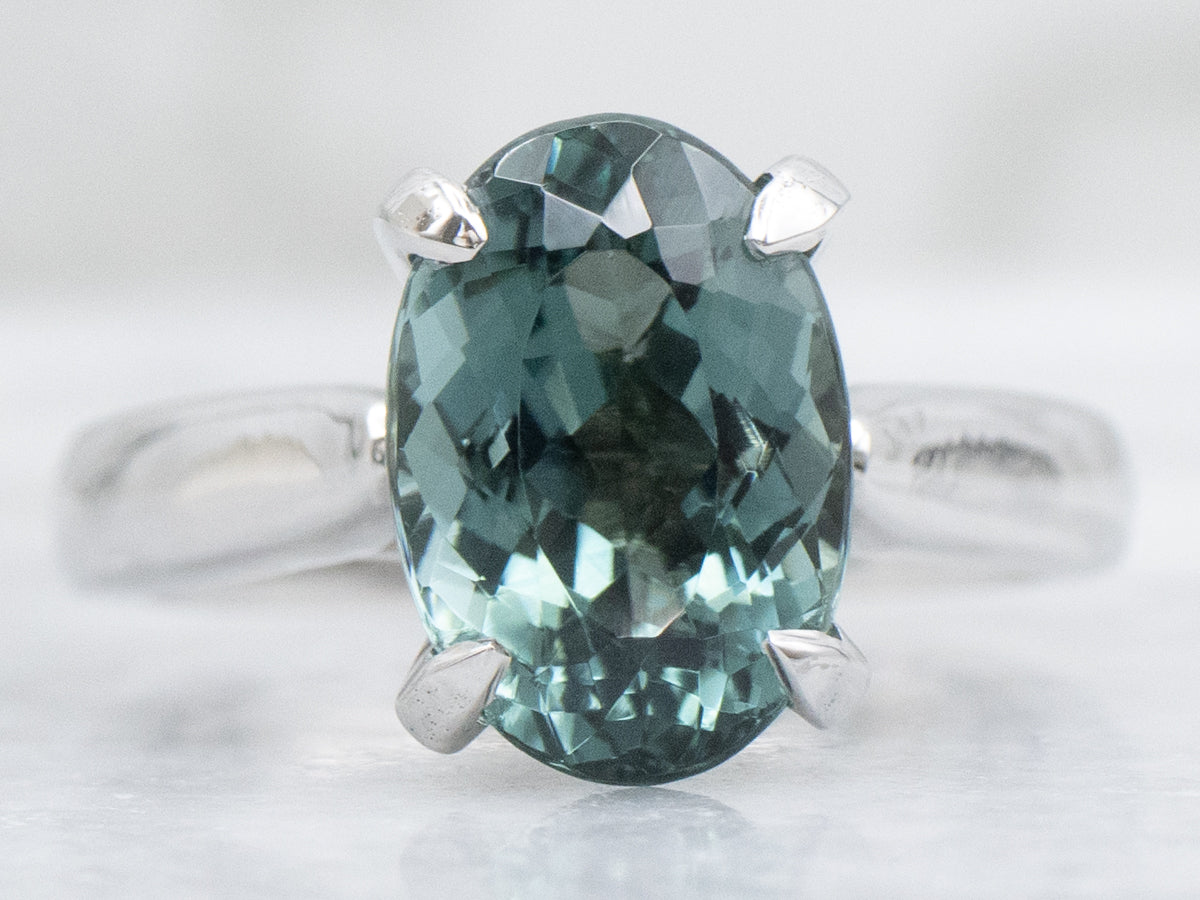 Indicolite Tourmaline White Gold Solitaire Ring
