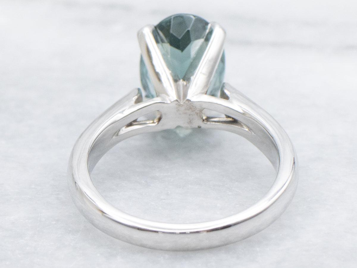 Indicolite Tourmaline White Gold Solitaire Ring