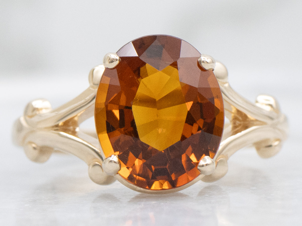 Vintage Gold Citrine Solitaire Ring