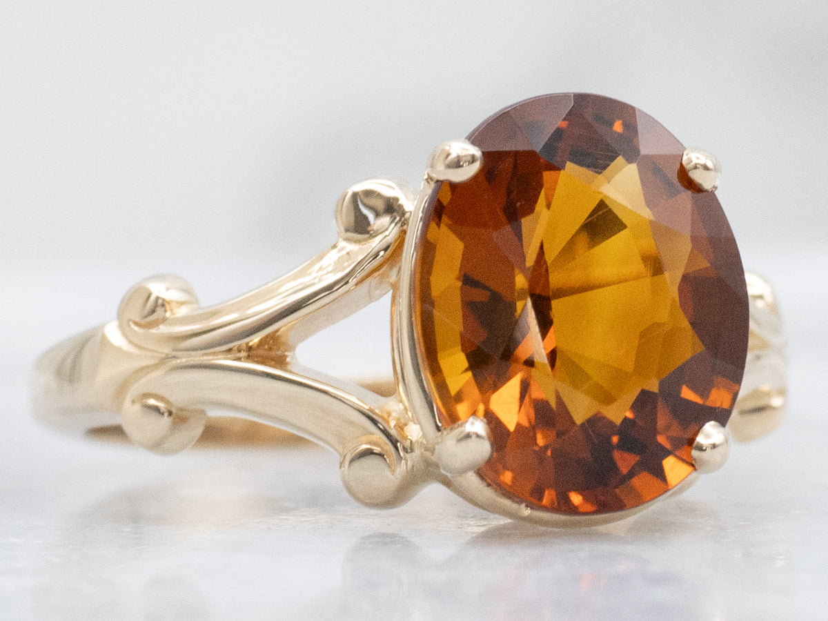 Vintage Gold Citrine Solitaire Ring