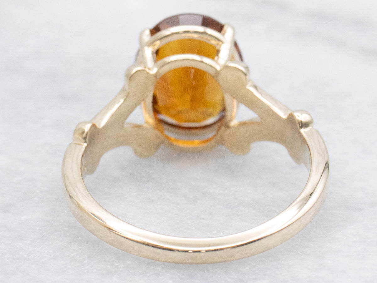 Vintage Gold Citrine Solitaire Ring