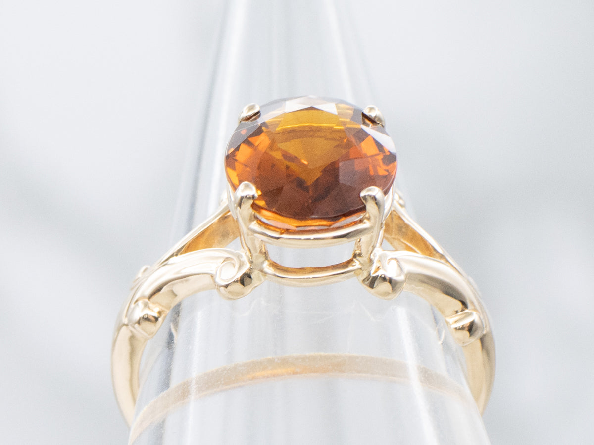 Vintage Gold Citrine Solitaire Ring