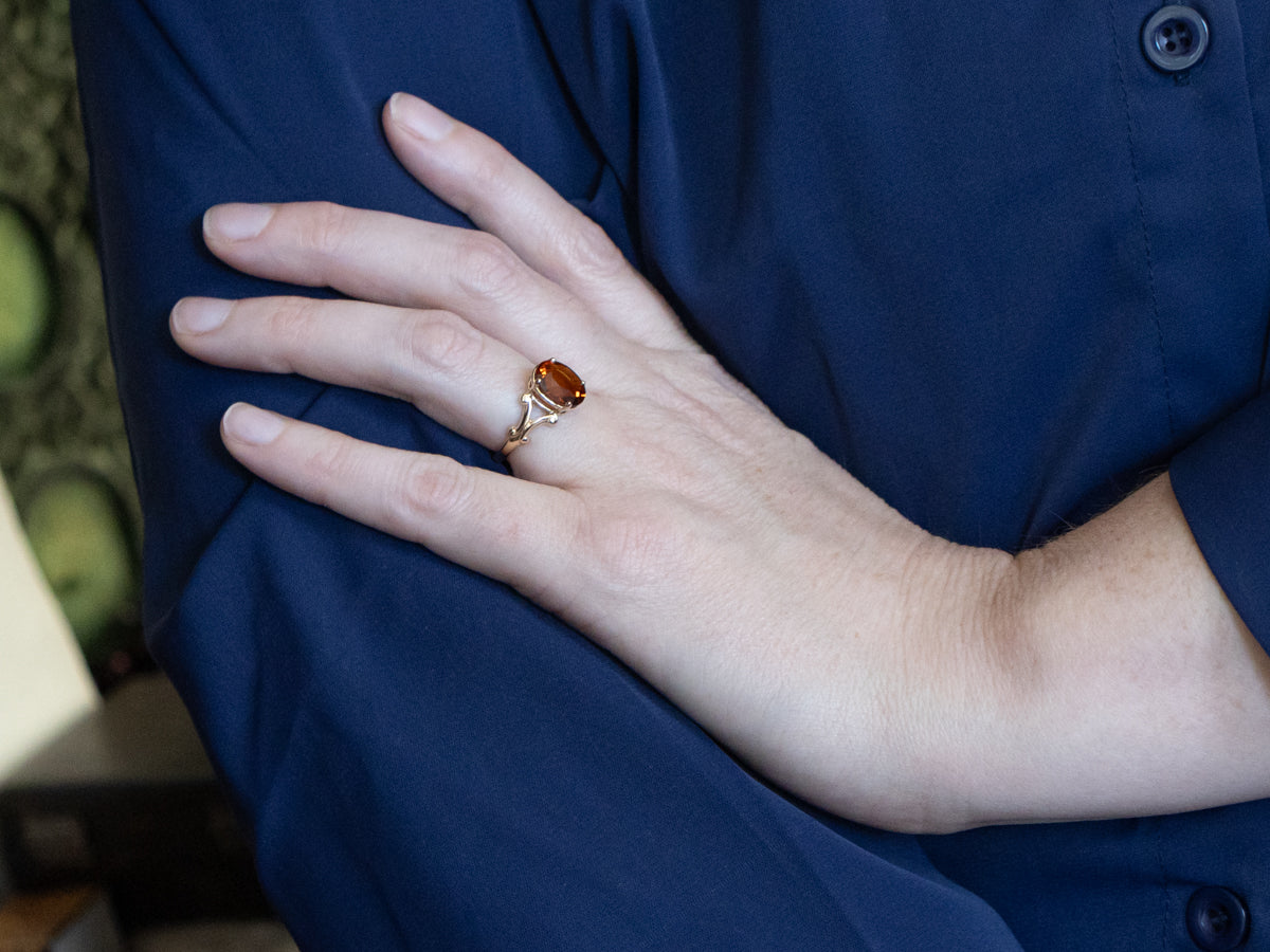 Vintage Gold Citrine Solitaire Ring