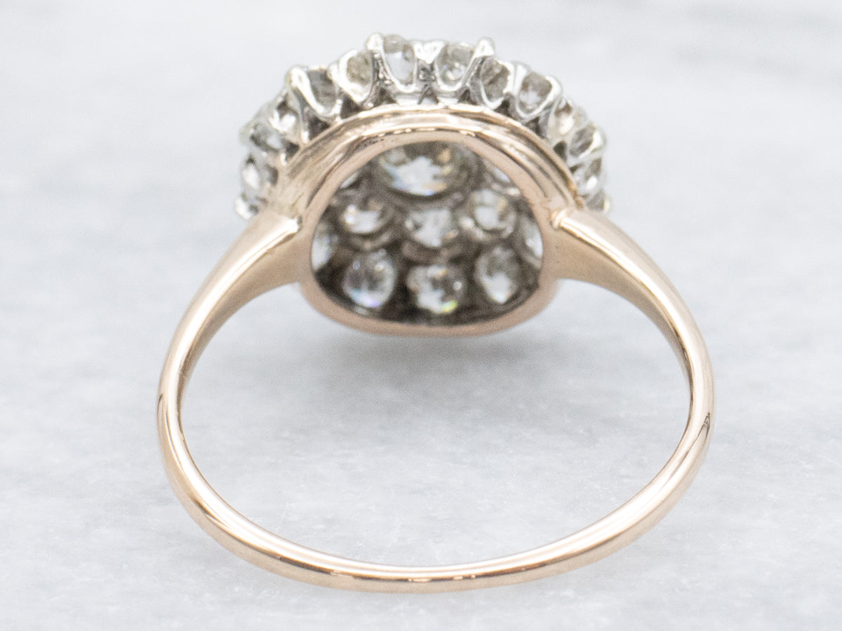 Antique Old Mine Cut Diamond Cluster Ring
