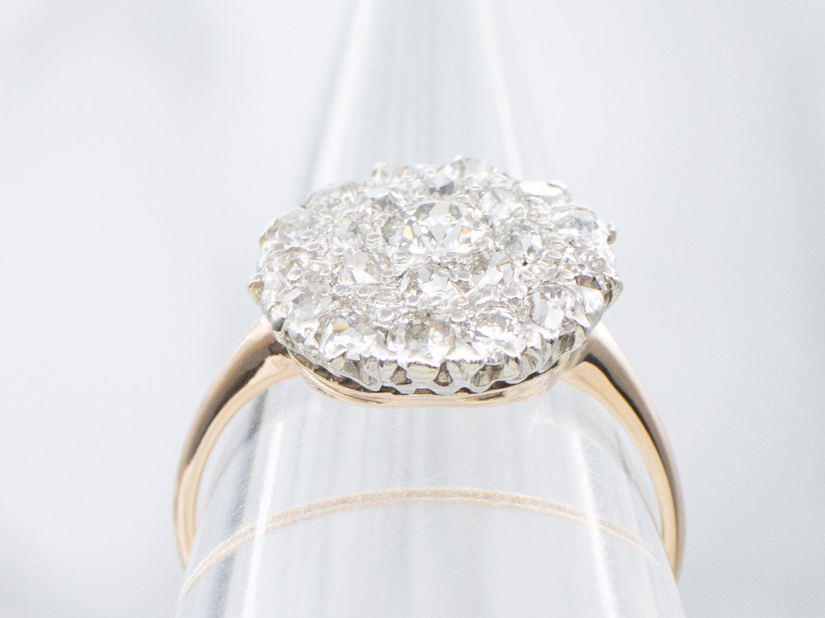 Antique Old Mine Cut Diamond Cluster Ring
