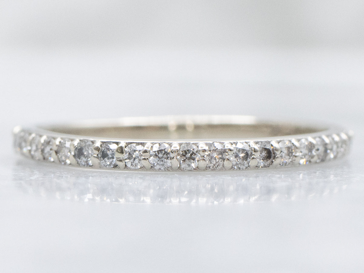 Thin White Gold and Diamond Band