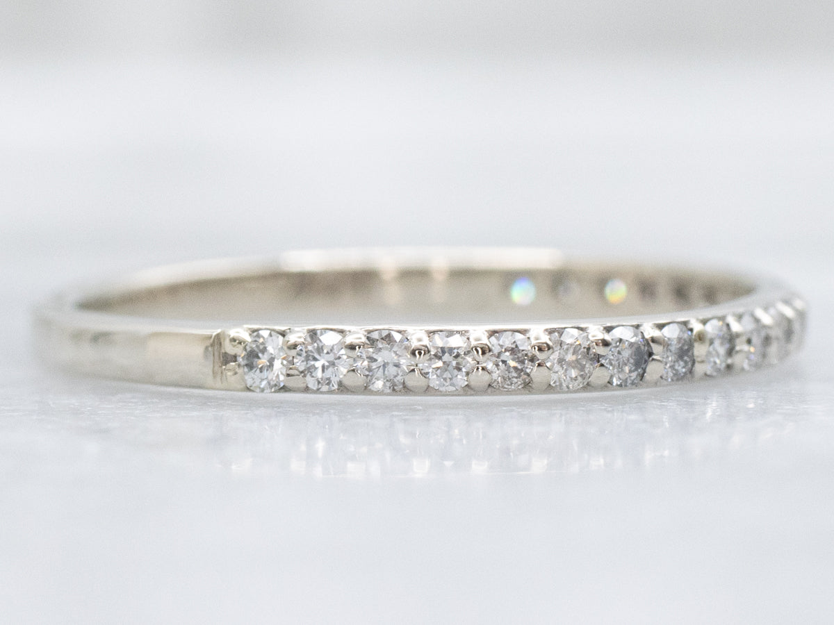 Thin White Gold and Diamond Band