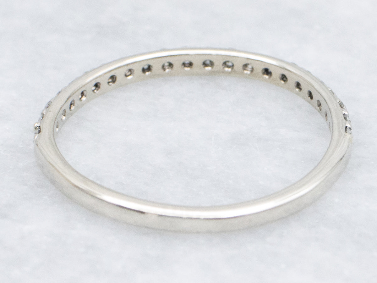 Thin White Gold and Diamond Band
