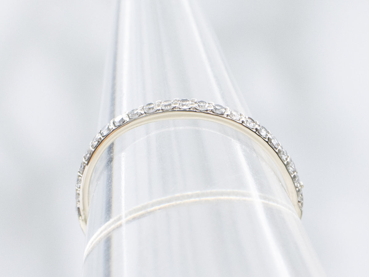 Thin White Gold and Diamond Band