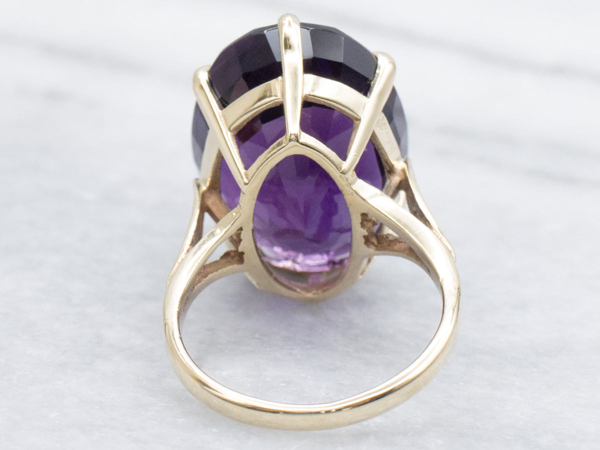Oval-Cut Amethyst and Gold Bypass Cocktail Ring