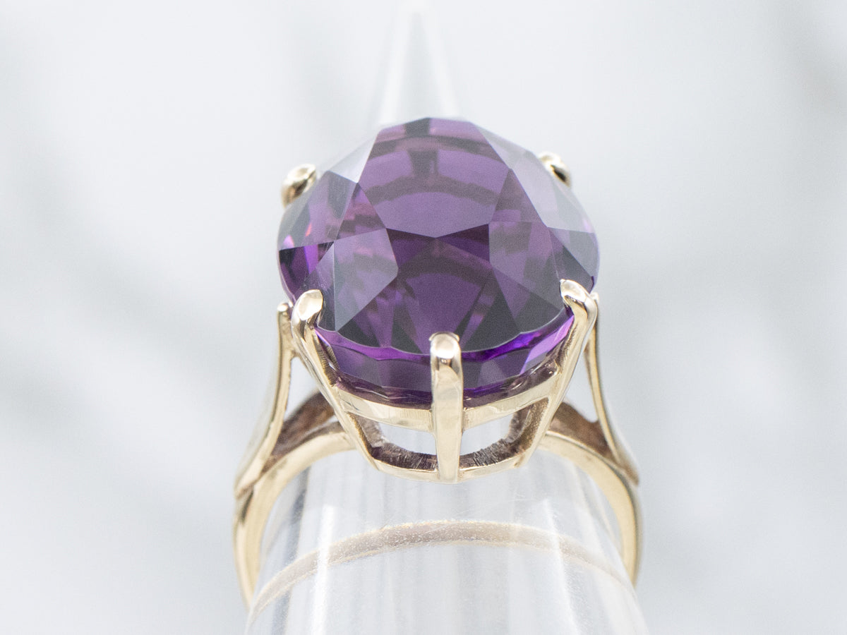 Oval-Cut Amethyst and Gold Bypass Cocktail Ring