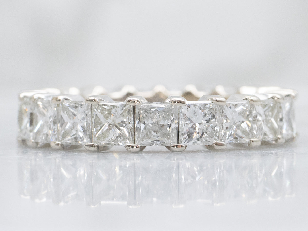 Princess-Cut Diamond and White Gold Eternity Band