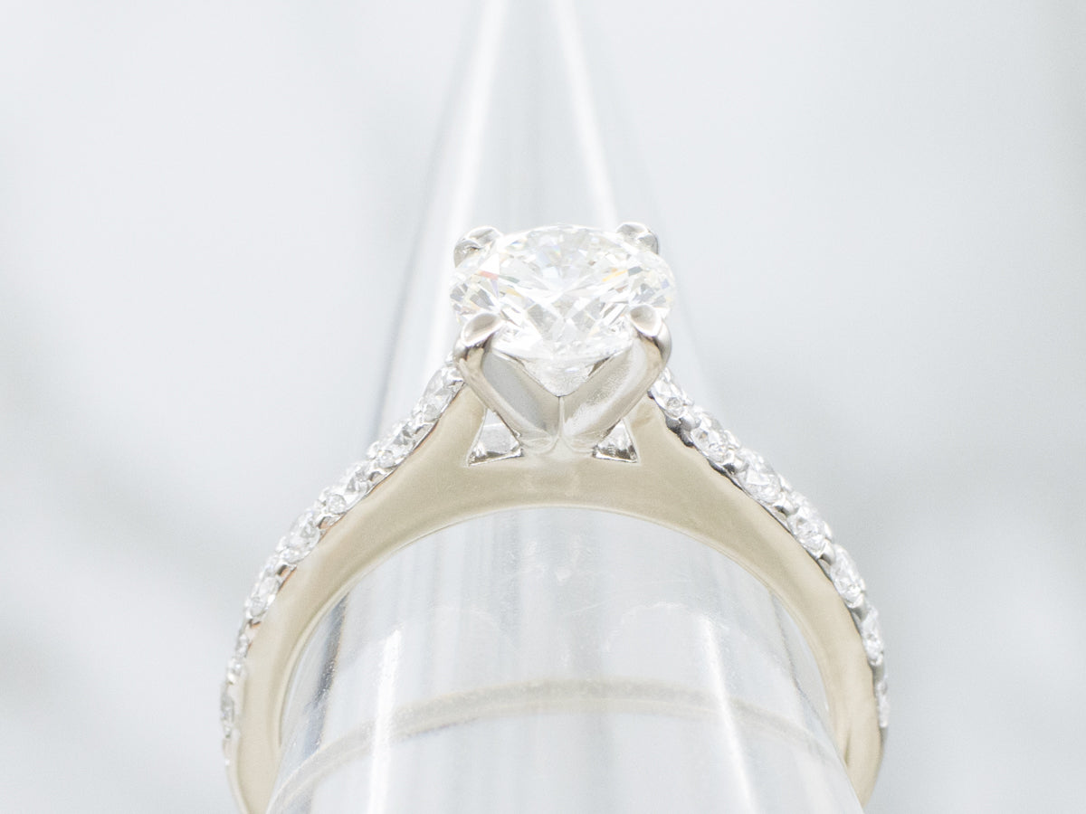 GIA Certified Brilliant Diamond White Gold Engagement Ring