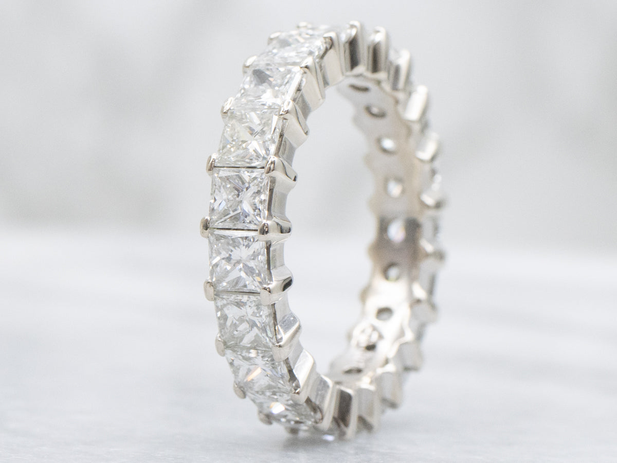 Princess-Cut Diamond and White Gold Eternity Band