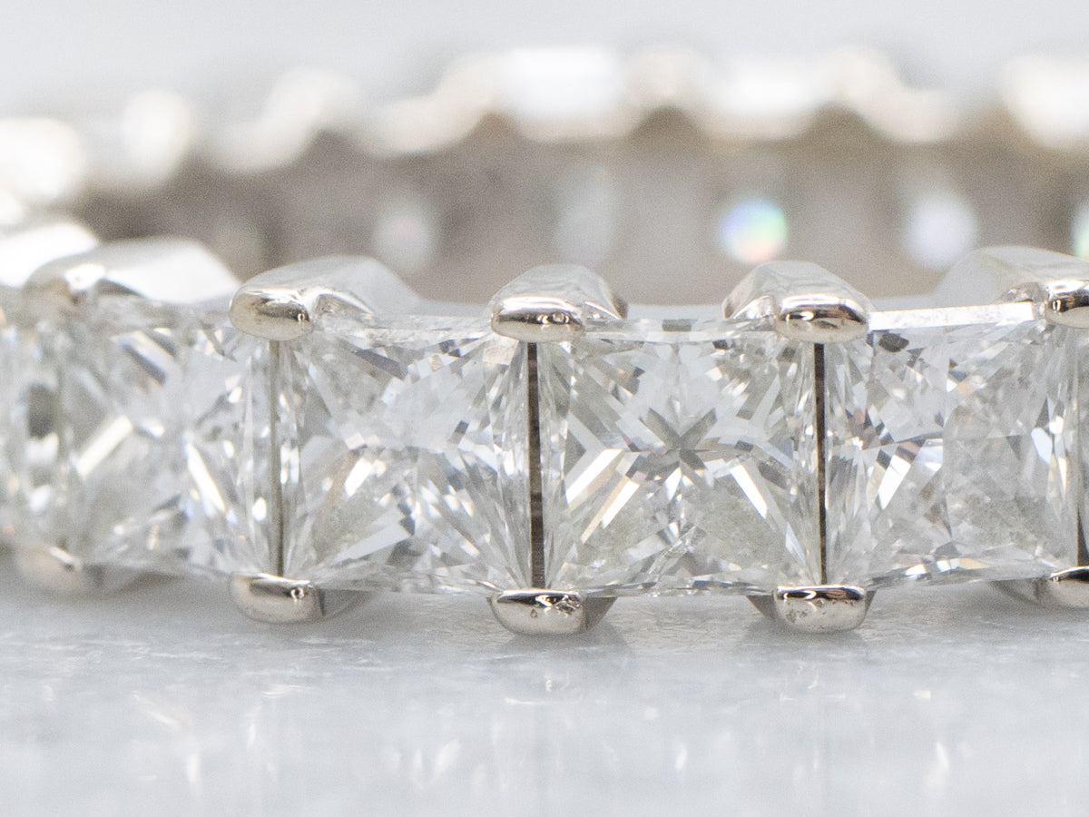 Princess-Cut Diamond and White Gold Eternity Band