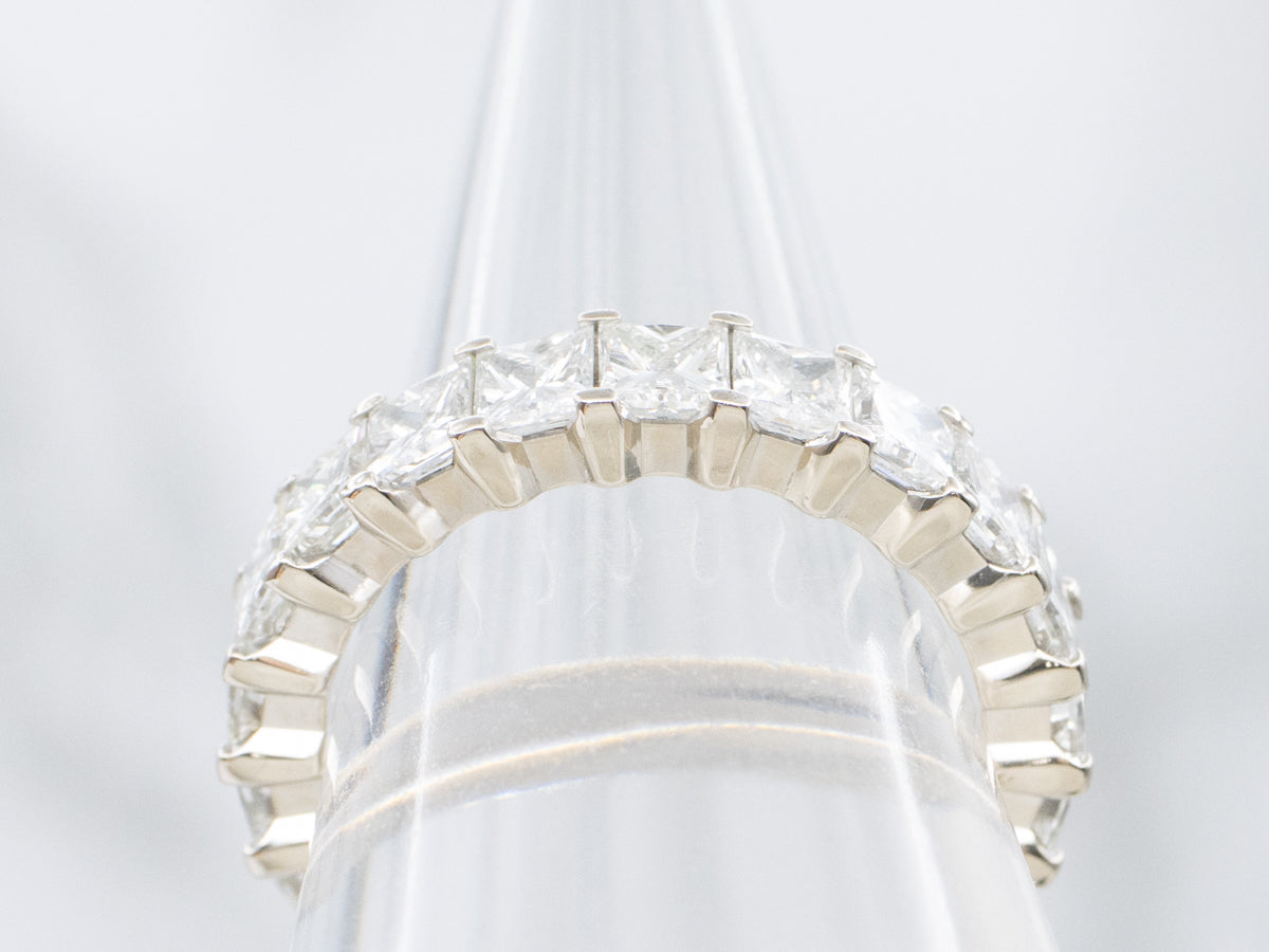 Princess-Cut Diamond and White Gold Eternity Band