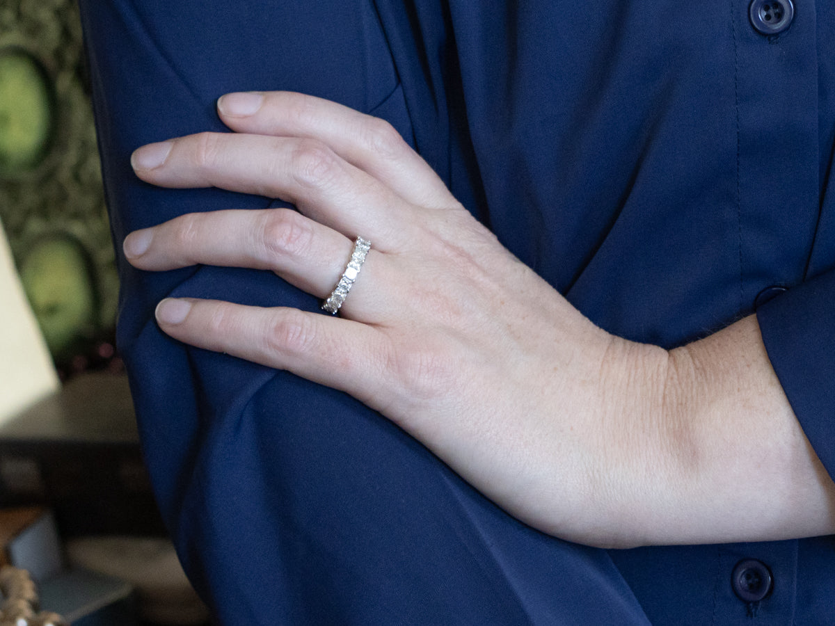 Princess-Cut Diamond and White Gold Eternity Band