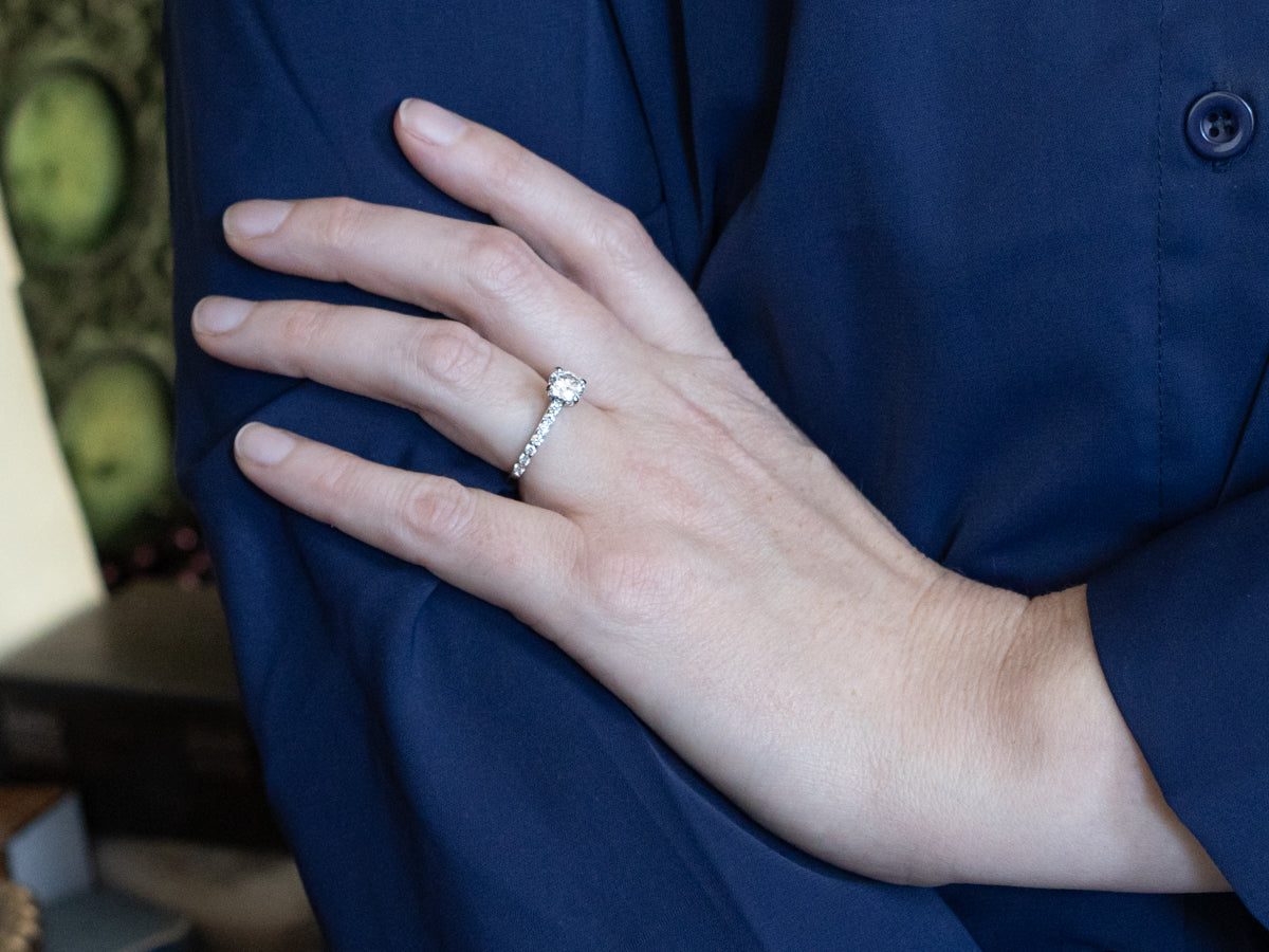 GIA Certified Brilliant Diamond White Gold Engagement Ring