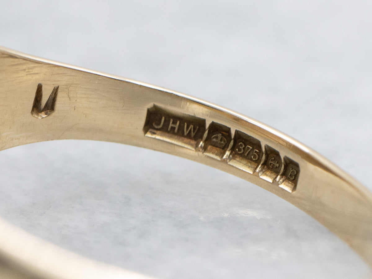 Men's Vintage Enamel Masonic and Engraved Letter "M" Gold Flip Ring
