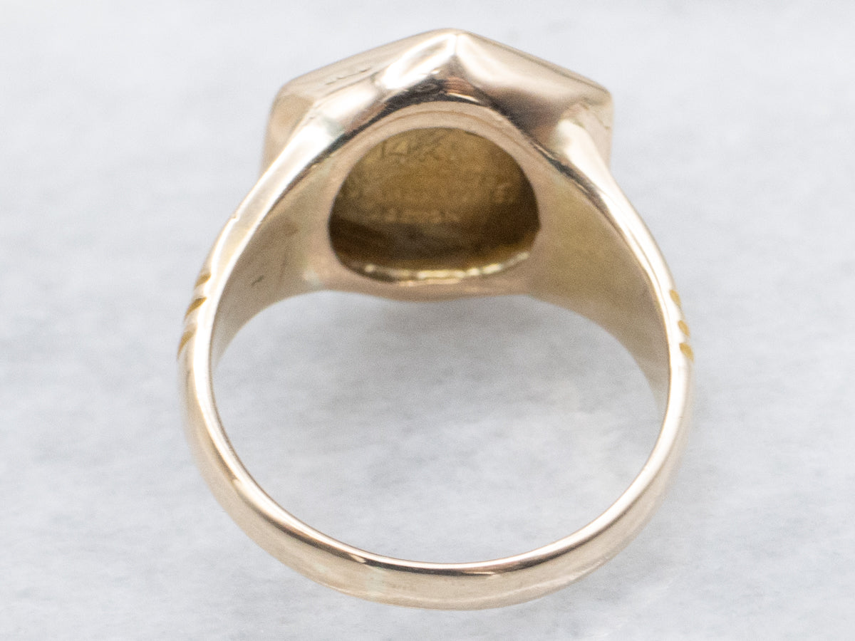 Vintage "HPHS" Black Enamel Dieges & Clust Gold Class Ring