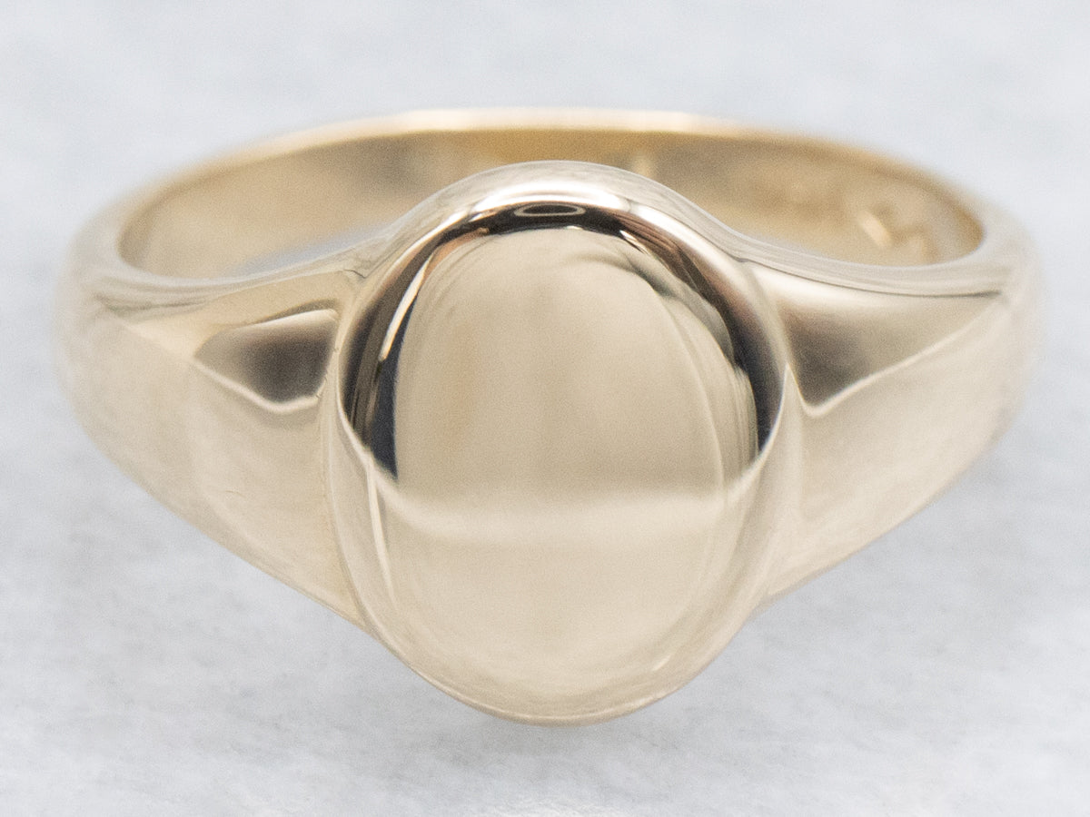 Plain Oval Yellow Gold Signet Ring