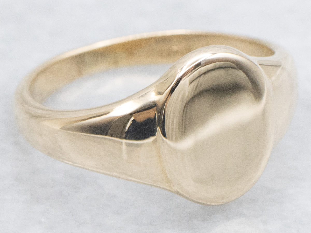 Plain Oval Yellow Gold Signet Ring