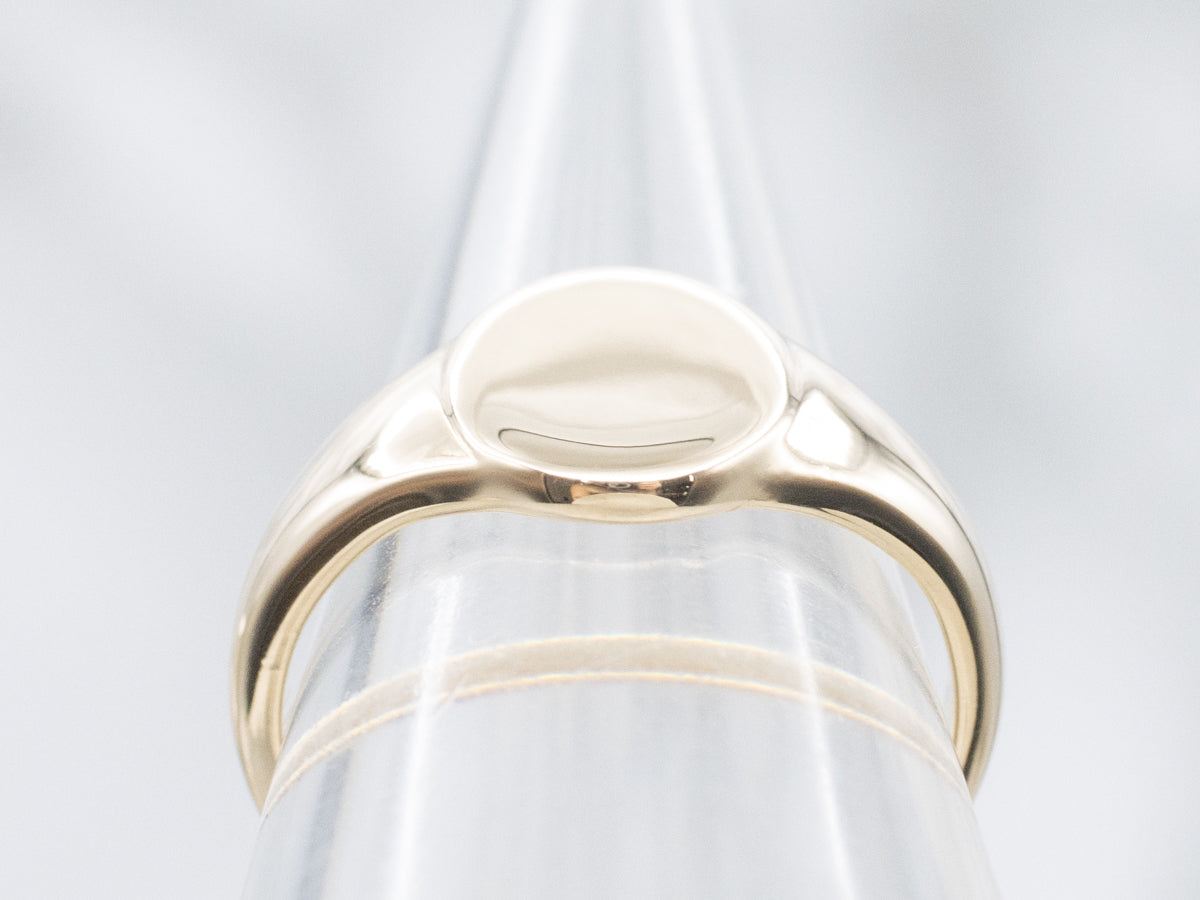 Plain Oval Yellow Gold Signet Ring