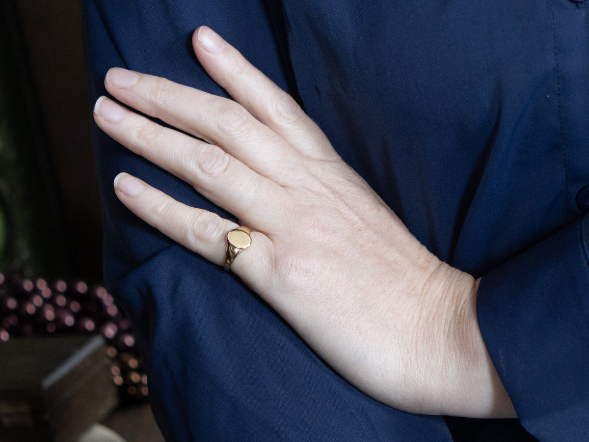 Plain Oval Yellow Gold Signet Ring