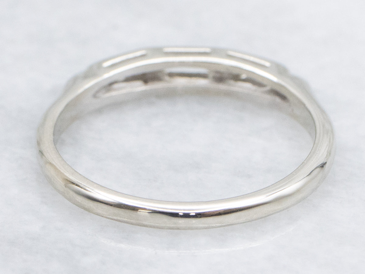 Retro Baguette and Round Cut Diamond White Gold Band