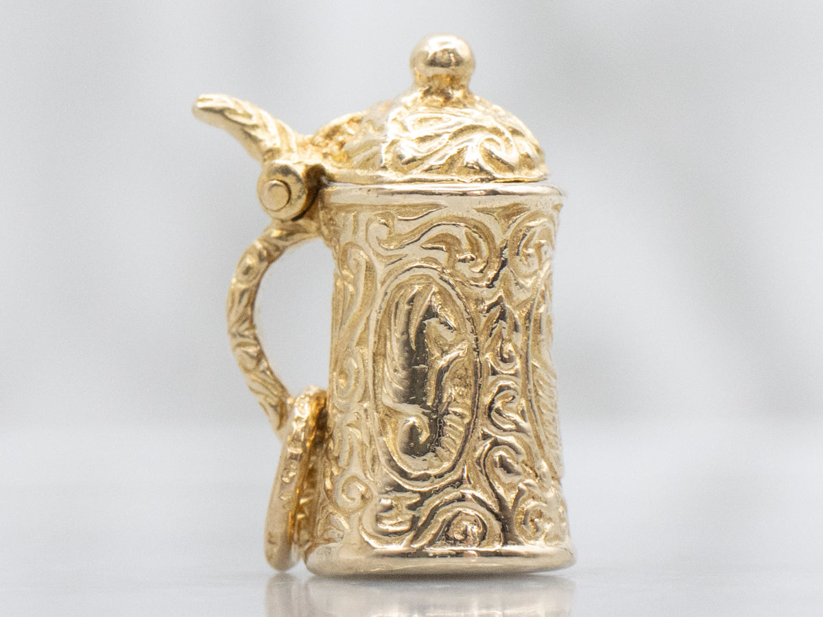 Vintage Gold Beer Stein Charm Pendant